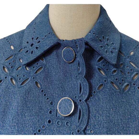 Veronica Beard Adelaide Eyelet Jacket Sea Glare Blue US 10 - Picture 10 of 13